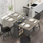 Tavolo da Pranzo Pieghevole da Cucina, Tavolo da Pranzo Salvaspazio con Ripiano Contenitore, Tavolo da Cucina Allungabile con Ante a Scomparsa per Piccoli Spazi