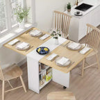 Tavolo da Pranzo Pieghevole da Cucina, Tavolo da Pranzo Salvaspazio con Ripiano Contenitore, Tavolo da Cucina Allungabile con Ante a Scomparsa per Piccoli Spazi