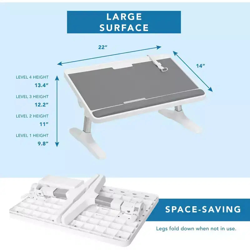 LAPGEAR Scrivania da letto regolabile Easy Tilt per laptop