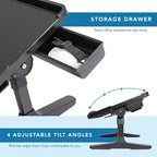 LAPGEAR Scrivania da letto regolabile Easy Tilt per laptop