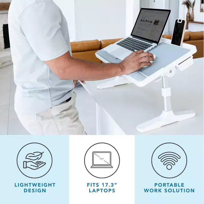 LAPGEAR Scrivania da letto regolabile Easy Tilt per laptop