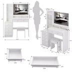 Set Toeletta Tavolo da Trucco 40 di Grandi Dimensioni Mobiletto Comodino Sinistro Tavolo da Trucco+Sgabello Imbottito Set Cassettiera