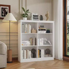 COZONY Scaffale Portaoggetti a 6 Cubi, Libreria Alta 135cm con Design Antiribaltamento, Scaffale Organizzatore Moderno Autoportante per Soggiorno, Camera da Letra, Ufficio