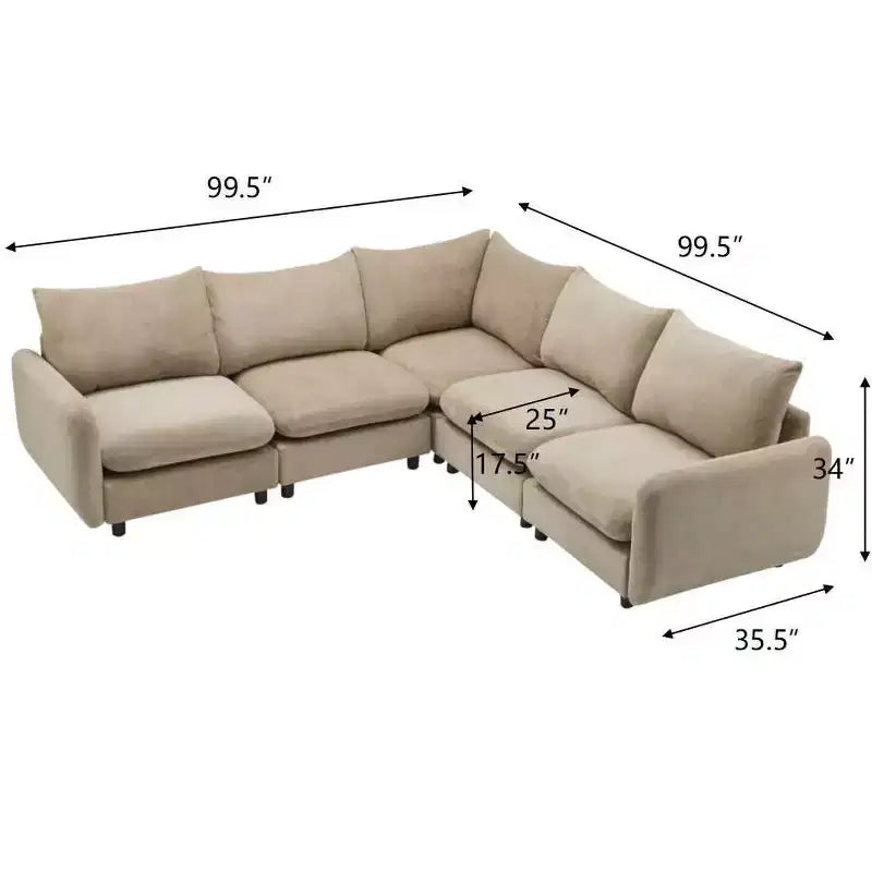 Set Divano Componibile Moderno Imbottito 5 Pezzi Christopher Knight Home Acker