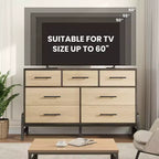 Cassettiera CuisinSmart 52" con 7 cassetti per camera da letto - Comò in rovere naturale, organizer armadio autoportante per soggiorno, ingresso