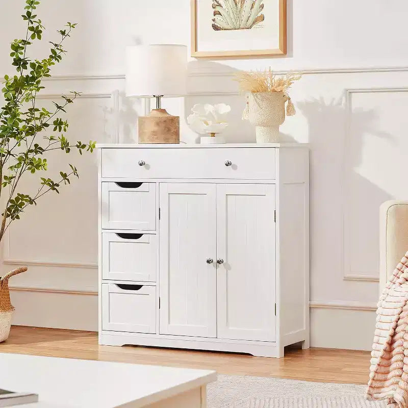 Mobiletto bagno a terra Dcolora, pratico mobile contenitore con 4 cassetti e 2 ante