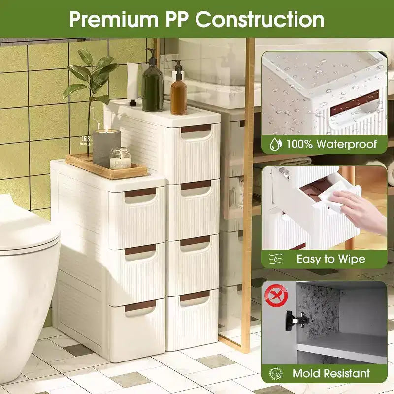 Mobiletto contenitore stretto a 3 cassetti Dcolora, Mobiletto bagno sottile