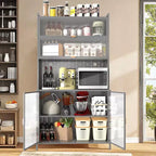Dispensa alta da cucina, armadietto a 6 livelli con anta a ribalta e pannello forato, armadietto in metallo anti-ribaltamento per cucina e sala da pranzo