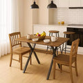 Homy Casa Rectangular Dining Table, Walnut Top with Black Metal Legs  Contemporary Urban Style