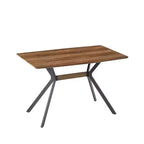 Homy Casa Tavolo da Pranzo Rettangolare, Piano Noce con Gambe in Metallo Nero, Stile Urbano Contemporaneo