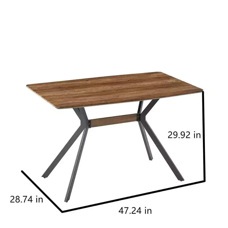 Homy Casa Tavolo da Pranzo Rettangolare, Piano Noce con Gambe in Metallo Nero, Stile Urbano Contemporaneo