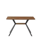 Homy Casa Tavolo da Pranzo Rettangolare, Piano Noce con Gambe in Metallo Nero, Stile Urbano Contemporaneo