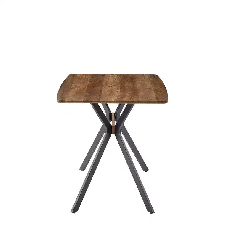 Homy Casa Tavolo da Pranzo Rettangolare, Piano Noce con Gambe in Metallo Nero, Stile Urbano Contemporaneo
