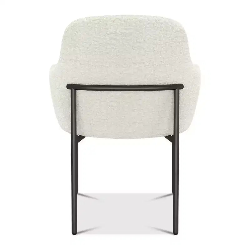 Dyonery Sedia da Pranzo Moderna in Bouclé Mid-Century, Schienale e Braccioli Imbottiti Confortevoli, Gambe in Metallo, Sedia Accento Bianca