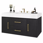 Mobile bagno sospeso da 100 cm con 2 ante a chiusura ammortizzata e 2 cassetti contenitori