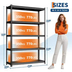 Scaffale da garage a 5 ripiani, scaffale multiuso regolabile in acciaio con ripiani in metallo, capacità totale 1746 kg, per garage, magazzino, per carichi pesanti