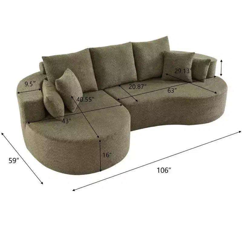 Christopher Knight Home Camilla Divano componibile curvo moderno a 3 posti da 106'' con 7 cuscini