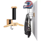 Supporto per casco, porta casco da moto - Mensola a muro in legno massiccio e ferro con gancio, massimo 40 kg per attrezzatura tattica/caschi da corsa
