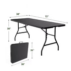 Tavolo pieghevole Dyonery, design nero opaco, base del supporto antiscivolo e resistente all'usura, piano del tavolo impermeabile. Utilizzabile sia all'interno che all'esterno