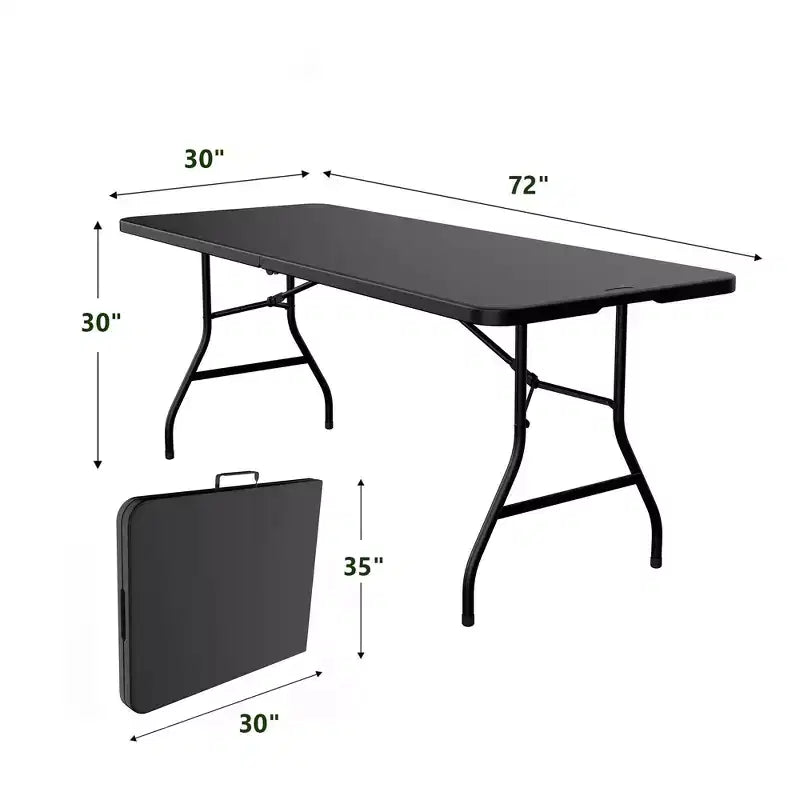 Tavolo pieghevole Dyonery, design nero opaco, base del supporto antiscivolo e resistente all'usura, piano del tavolo impermeabile. Utilizzabile sia all'interno che all'esterno