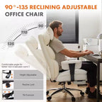 MAYEERTY Sedia Direzionale Ergonomica Schienale Alto Poggiapiedi Supporto Lombare Pelle PU Bianca