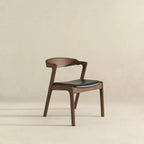 Homy Casa Set di 2 Sedie da Pranzo Mid-Century Moderne in Legno Massello con Seduta in Ecopelle, Piccoli Spazi, Riunioni Festive, Noce e Nero