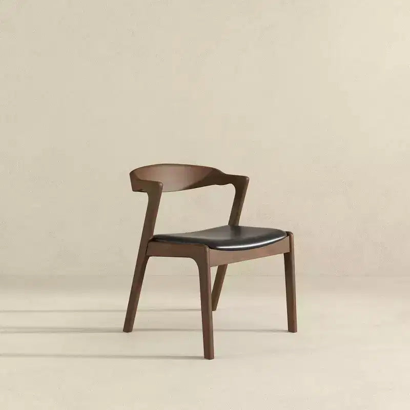 Homy Casa Set di 2 Sedie da Pranzo Mid-Century Moderne in Legno Massello con Seduta in Ecopelle, Piccoli Spazi, Riunioni Festive, Noce e Nero