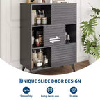 Mobile contenitore Mid-Century Modern con ante, mobiletto portaoggetti a 3 ripiani in legno per soggiorno e sala da pranzo