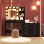 61 Scrivania da Trucco, 3 Modalità di Illuminazione con Luminosità Regolabile, Toeletta con 8 Ampie Cassetti Portaoggetti e 2 Ripiani per la Camera da Letto