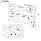 Consolle Bellemave dal design retrò con due ripiani aperti, struttura e gambe in legno massello di pino per soggiorno (bianco anticato)
