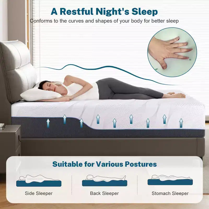 Dyonery Materasso in Memory Foam Fermo, Misura Twin XL, Rinfrescante al Tè Verde/Gel Premier