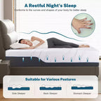 Dyonery Materasso in Memory Foam Fermo, Misura Twin XL, Rinfrescante al Tè Verde/Gel Premier