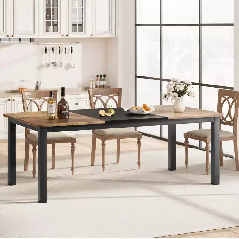 COZONY 78,7 Tavolo da pranzo rettangolare grande per 6-8 persone, tavolo da cucina industriale in legno con robusta struttura in metallo per sala da pranzo, ristorante (sedie escluse)