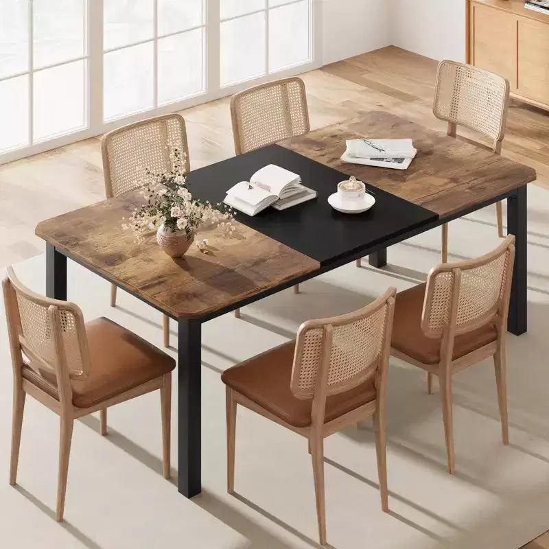 COZONY 78,7 Tavolo da pranzo rettangolare grande per 6-8 persone, tavolo da cucina industriale in legno con robusta struttura in metallo per sala da pranzo, ristorante (sedie escluse)