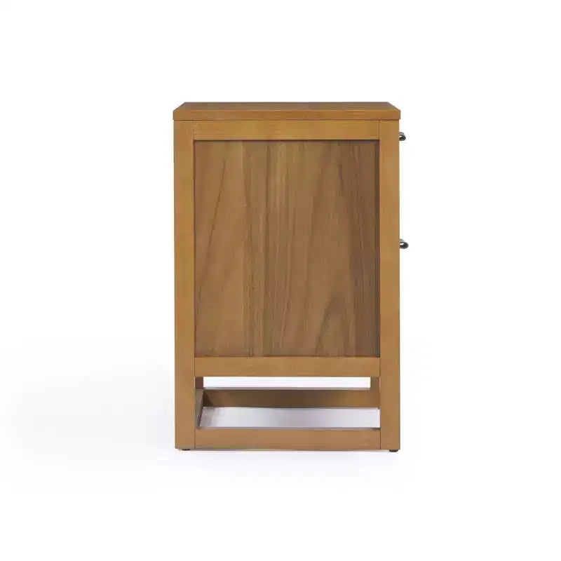 Comodino con 2 cassetti Hatteras Modern Boho con legno massello e dettagli in rattan naturale - Teamson Home