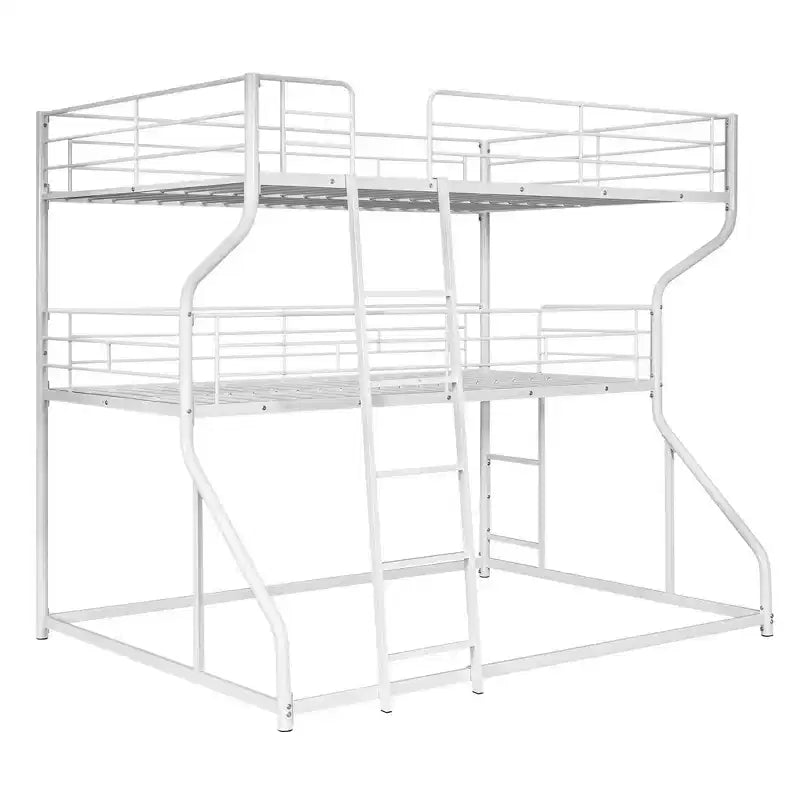 Letto a castello triplo Okak Full over Twin over Queen Size, letti a castello per bambini per impieghi gravosi con 2 scale, strutture letto per camera da letto, dormitorio