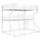 Letto a castello triplo Okak Full over Twin over Queen Size, letti a castello per bambini per impieghi gravosi con 2 scale, strutture letto per camera da letto, dormitorio