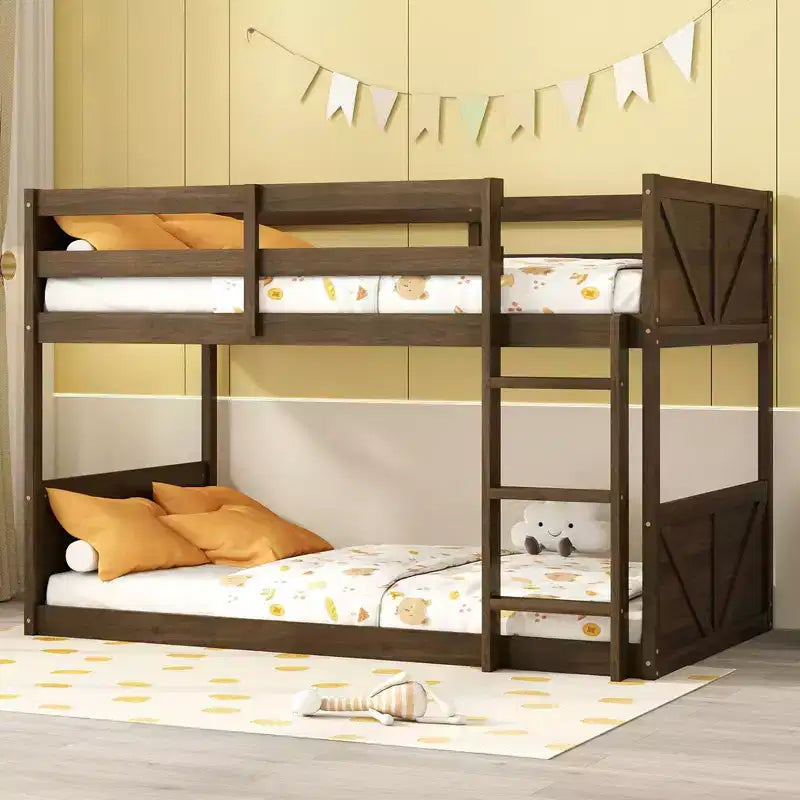 Letto a castello triplo Okak Full over Twin over Queen Size, letti a castello per bambini per impieghi gravosi con 2 scale, strutture letto per camera da letto, dormitorio