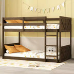 Letto a castello triplo Okak Full over Twin over Queen Size, letti a castello per bambini per impieghi gravosi con 2 scale, strutture letto per camera da letto, dormitorio