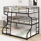 Letto a castello triplo Okak Full over Twin over Queen Size, letti a castello per bambini per impieghi gravosi con 2 scale, strutture letto per camera da letto, dormitorio