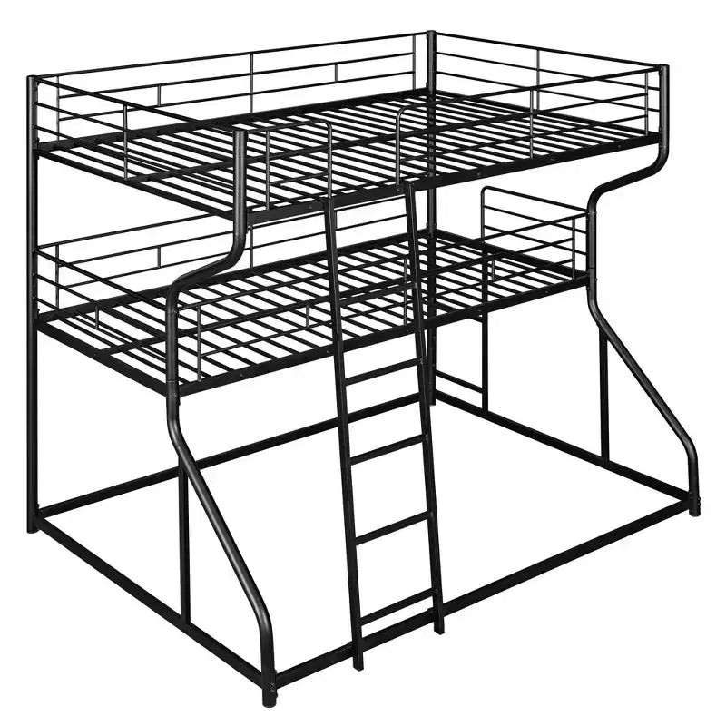 Letto a castello triplo Okak Full over Twin over Queen Size, letti a castello per bambini per impieghi gravosi con 2 scale, strutture letto per camera da letto, dormitorio