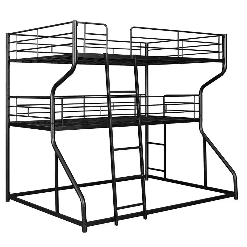 Letto a castello triplo Okak Full over Twin over Queen Size, letti a castello per bambini per impieghi gravosi con 2 scale, strutture letto per camera da letto, dormitorio