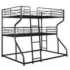 Letto a castello triplo Okak Full over Twin over Queen Size, letti a castello per bambini per impieghi gravosi con 2 scale, strutture letto per camera da letto, dormitorio
