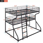 Letto a castello triplo Okak Full over Twin over Queen Size, letti a castello per bambini per impieghi gravosi con 2 scale, strutture letto per camera da letto, dormitorio