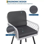 Set di 4 sedie da pranzo per esterni, poltrone da giardino per tutte le stagioni con cuscini e rattan intrecciato a mano
