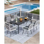 Set di 4 sedie da pranzo per esterni, poltrone da giardino per tutte le stagioni con cuscini e rattan intrecciato a mano