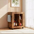 Mobile Bar Rustico Homy Casa con Piano in Marmo e Ruote, Marrone Carrello Contenitore Mobile per Cucina e Soggiorno