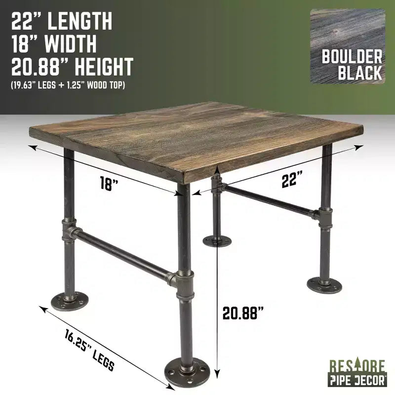 Tavolino RESTORE Boulder in Legno Massello Nero di Pipe Decor