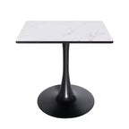 LeisureMod Bristol Tavolo da pranzo quadrato con piano in MDF e base a piedistallo in acciaio nero per cucina e sala da pranzo moderne