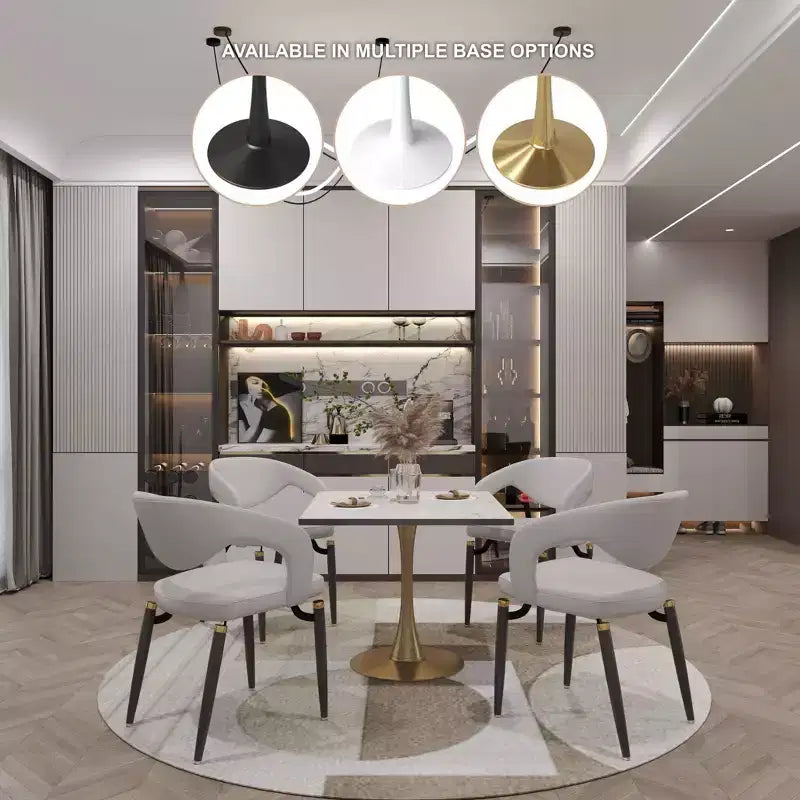 Tavolo da pranzo quadrato LeisureMod Bristol – Piano in MDF bianco marmorizzato con base a piedistallo in acciaio color oro, per cucina moderna, sala da pranzo, bar, piccoli appartamenti